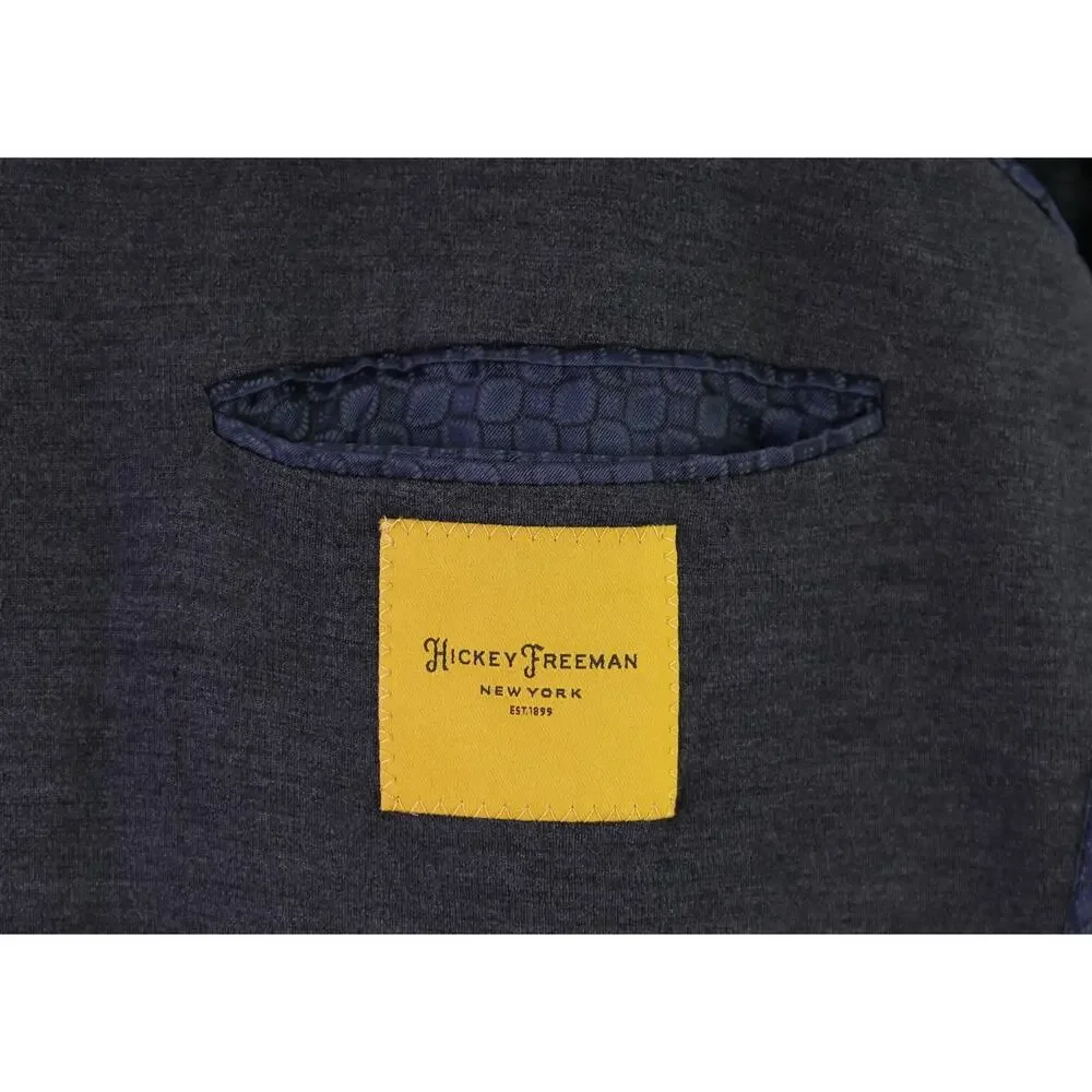 Hickey Freeman Current Gray Jersey Knit Wool Patch Pocket Blazer Jacket 46R